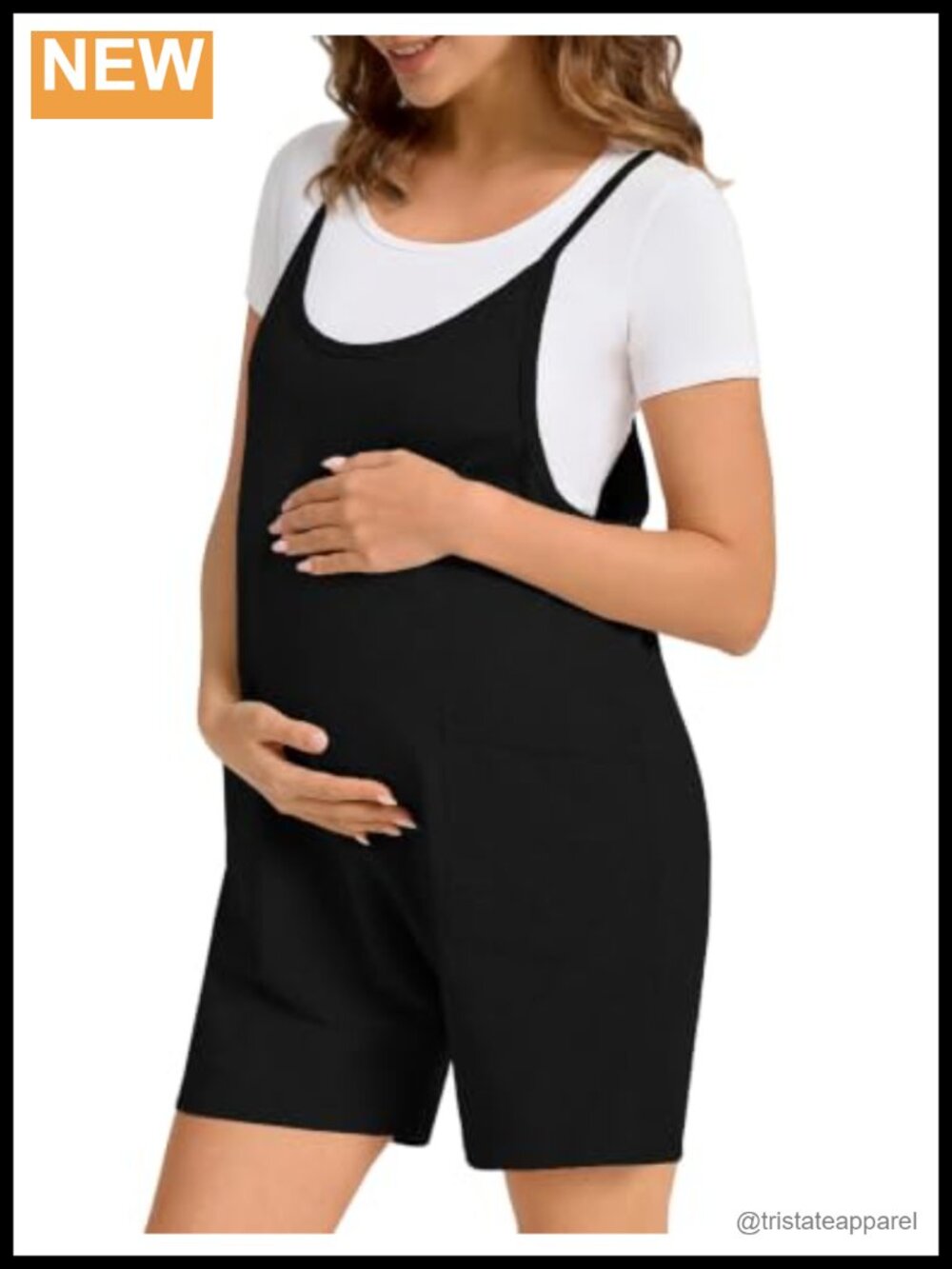 Maternity Overall Shorts Cotton Blend Adjustable Strap Nursing Friendly